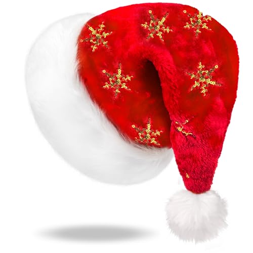 Dolkoic Weihnachtsmütze für Erwachsene, Pailletten-Schneeflocken-Hut, Weihnachten, Neujahrsparty, Rot Dolkoic Weihnachtsmütze für Erwachsene, Pailletten-Schneeflocken-Hut, Weihnachten, Neujahrsparty, Rot von Dolkoic