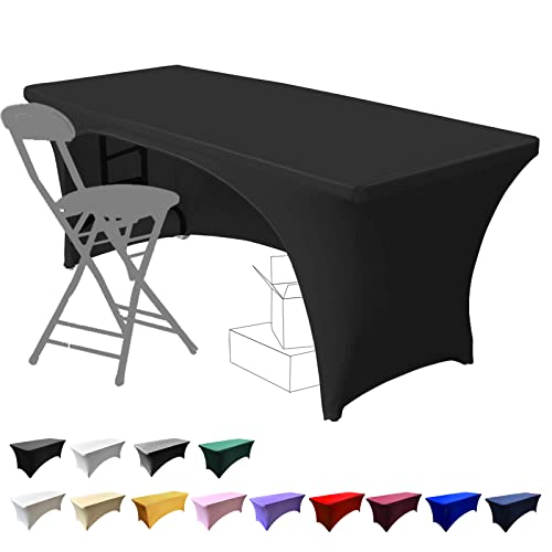 Dololoo Elasthan Tischdecke 183cm x 75cm, 6ft Polyester Rechteckige Tischdecke mit offenem Rücken Dehnbare Tischdecke, Hochzeit, Party, Küche, Dekoration- Schwarz Dololoo Elasthan Tischdecke 183cm x 75cm, 6ft Polyester Rechteckige Tischdecke mit offenem Rücken Dehnbare Tischdecke, Hochzeit, Party, Küche, Dekoration- Schwarz von Dololoo
