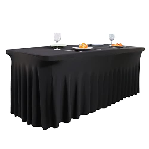 Dololoo Spandex Tischröcke 1.8 m für rechteckigen Tisch, Tischabdeckung für 1.8 m Tisch mit Rock, taillierte rechteckige dehnbare Tischdecke für Hochzeit, Party, Ausstellungen, Handwerk,Schwarz Dololoo Spandex Tischröcke 1.8 m für rechteckigen Tisch, Tischabdeckung für 1.8 m Tisch mit Rock, taillierte rechteckige dehnbare Tischdecke für Hochzeit, Party, Ausstellungen, Handwerk,Schwarz von Dololoo