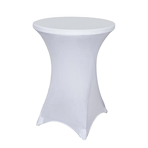 Dololoo Stretch Stehtischhussen Elasthan Tischdecke, Ø 80-85cmX110cm Rund Husse für Stehtische Tischhusse, Weiß von Dololoo