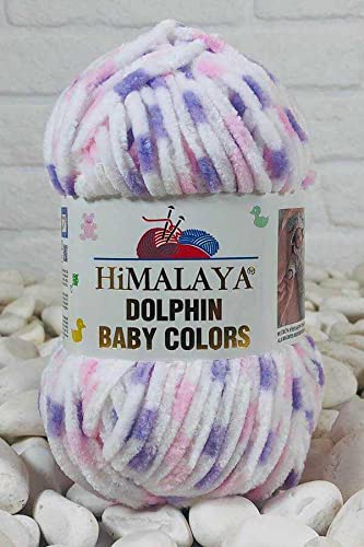 Himalaya Delphin Baby Colors (5er-Pack), 5 x 100 g, super sperriges Himalaya-Garn, Deckengarn, Samtgarn, Strickgarn, Amigurumi-Garn (80410) von Dolphin Baby