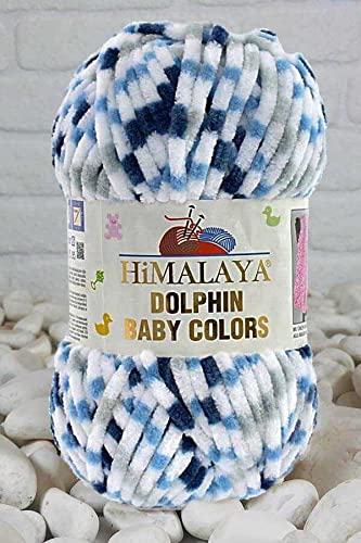 Himalaya Delphin Baby Colors (5er-Pack), 5 x 100 g, super sperriges Himalaya-Garn, Deckengarn, Samtgarn, Strickgarn, Amigurumi-Garn (80411) von Dolphin Baby