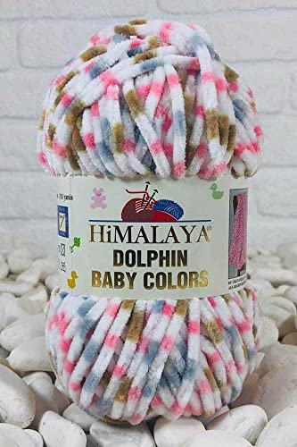 Himalaya Delphin Baby Colors (5er-Pack), 5 x 100 g, super sperriges Himalaya-Garn, Deckengarn, Samtgarn, Strickgarn, Amigurumi-Garn (80413) von Dolphin Baby