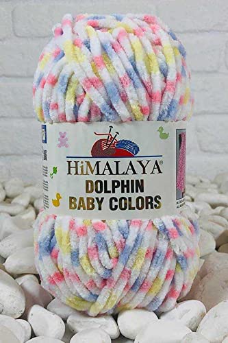 Himalaya Delphin Baby Colors (5er-Pack), 5 x 100 g, super sperriges Himalaya-Garn, Deckengarn, Samtgarn, Strickgarn, Amigurumi-Garn (80417) von Dolphin Baby