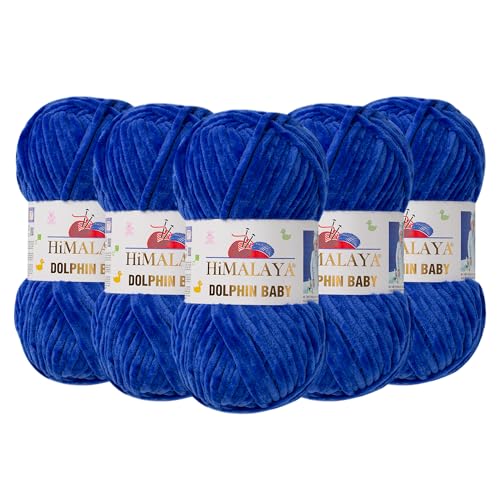 Himalaya Delphin Baby Garn 5 Stück 5x100 Gramm Baby Wolle 500 Gramm (17,63 oz) Wolle Super Bulky Baby Decke Garn 655 Yds (600m) Samtgarn, Himalaya Garn, Babygarn, Häkelgarn Samtgarn (80329) von Dolphin Baby