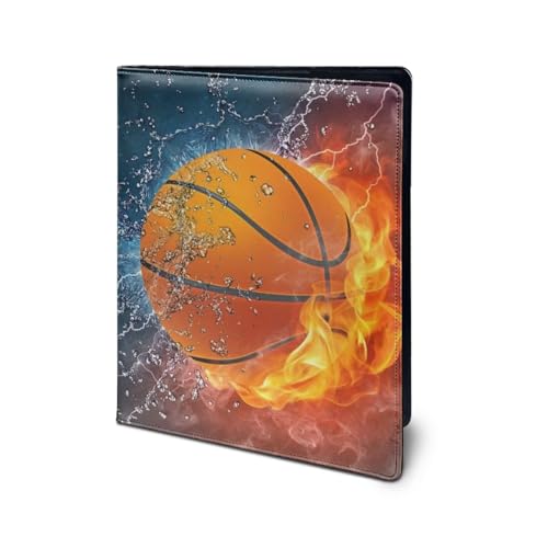 Dolyues Basketball-Druck-Padfolio-Ordner aus PU-Leder mit Klemmbrett, Clip, Padfolio für Damen und Herren, Vorstellungsgespräche, Schule, Büro, Geschäft, Dokumenten-Organizer, Ordner mit von Dolyues