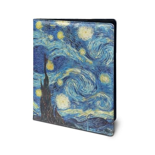 Dolyues Blauer Nachthimmel, Leder-Portfolio-Ordner, Lebenslauf-Ordner für Damen und Herren, A4-Dokumentenmappe, Rechtsblock, Padfolio, Klemmbrett, Organizer, Sternennacht-Druck von Dolyues