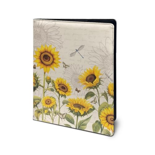 Dolyues Delphin Büro-Klemmbrett, Padfolio-Ordner, A4, faltbar, Dokumenten-Organizer, Schreibblock, Visitenkartenhalter für Frauen, violetter Rosen-Druck von Dolyues