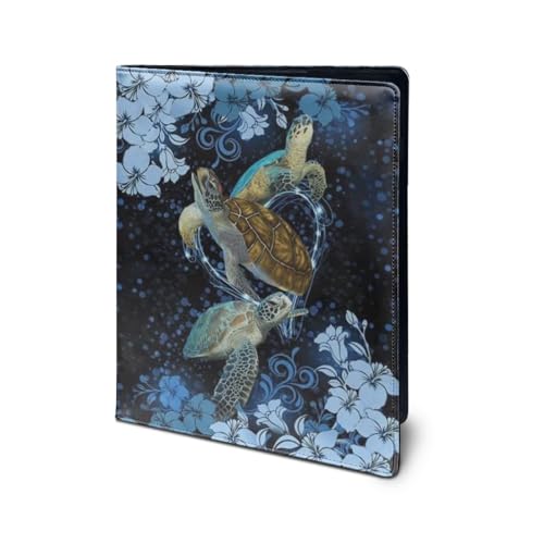 Dolyues Leder-Padfolio-Portfolio mit Klemmbrett, Meeresschildkröten-Druck, Business-Konferenz-Portfolio, Organizer, Notizblock, Ordner, Dokumententasche für Damen und Herren von Dolyues