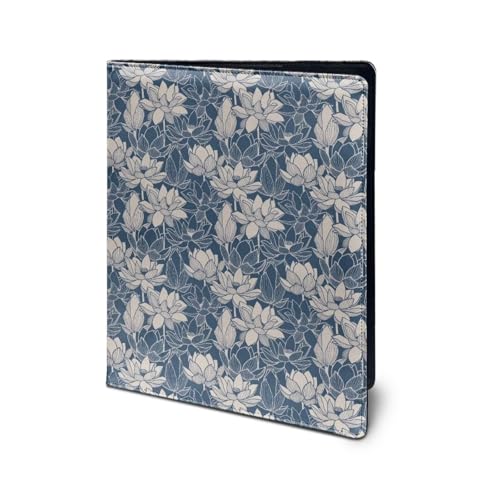 Dolyues Lotus Portfolio-Organizer für Damen, Leder-Padfolio, Kunst-Blumendruck, Business-Ordner mit Brief-A4-Größe, Schreibblock, Dokumentenhülle, Kartenhalter von Dolyues