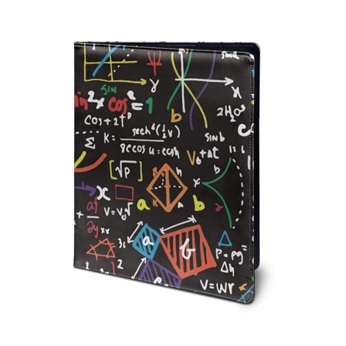 Dolyues Mathematik-Padfolio, Ledermappe für Damen und Herren, faltbar, für Vorstellungsgespräche, Dokumente, Visitenkartenhalter, Briefgröße von Dolyues