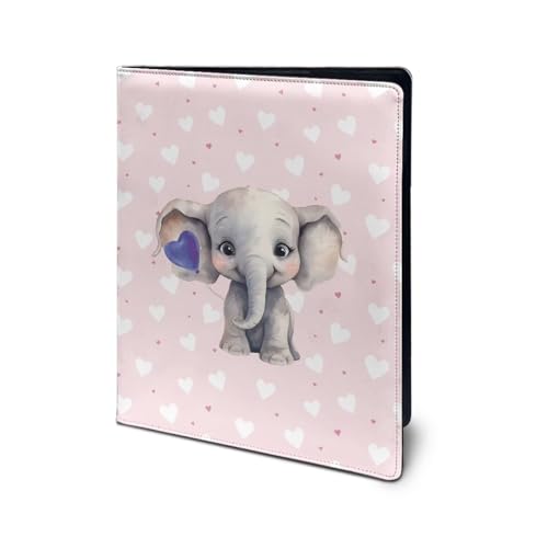 Dolyues Niedliches Elefanten-Padfolio-Klemmbrett, PU-Leder, Portfolio-Organizer, rosa Klemmbrettmappe für Rechtsblock, Büro-Klemmbrett, Padfolio-Ordner mit Aufbewahrung, Briefgröße, Dokumentenhalter von Dolyues