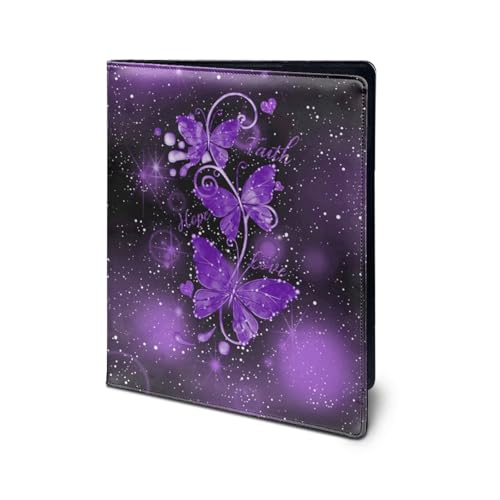 Dolyues Padfolio Klemmbrett Ordner Portfolio Lila Schmetterling Leder Portfolio Ordner mit Abdeckung für A4 Notizblockhalter für Business Schule Büro Konferenz Notizblock Klemmbretter von Dolyues