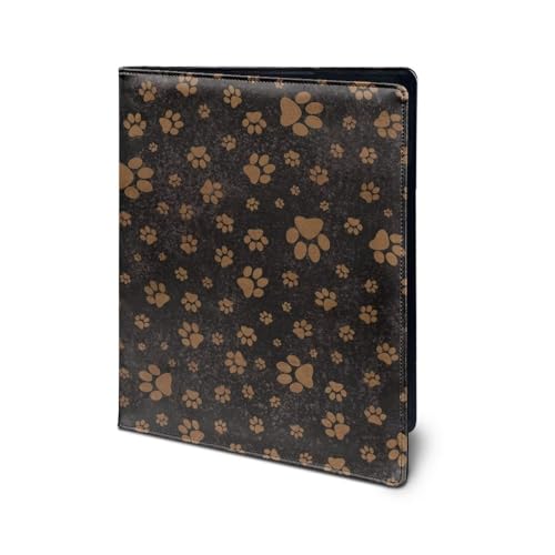 Dolyues Padfolio mit Hundepfotenabdruck, Business-Portfolio-Klemmbrett, niedliches Klemmbrett mit Taschen und Stiftschlaufe, für Schule, Büro, Leder-Portfolio-Organizer, Schwarz von Dolyues