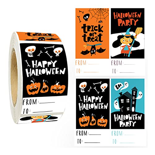 300 Blatt Halloween Wrap Aufkleber Geschenkpapier Etiketten Selbstklebend Beschreibbar Versiegelung Aufkleber für Geschenk für Schachtel Süßigkeitentüte Verpackungsetiketten von Domasvmd