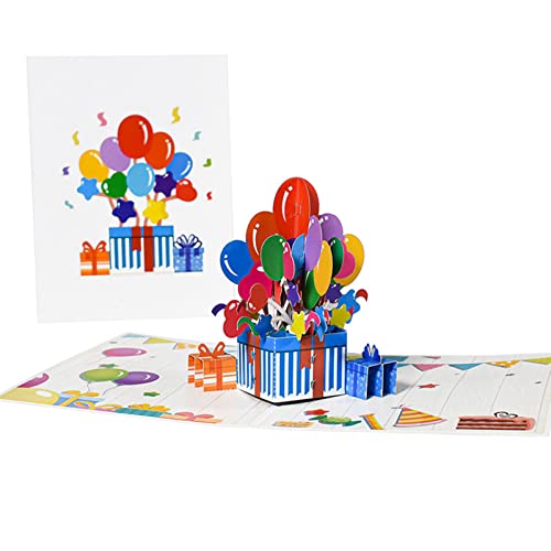 Bunte Luftballon-3D-Grußkarte für Freundin, Mutter, Tochter, Schwester, Opa, Ehefrau, alle Gelegenheiten, Kindergeschenke, Grußkarte mit Umschlag von Domasvmd