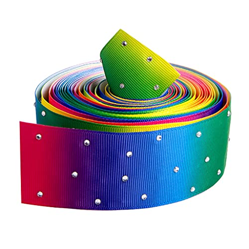 Domasvmd Regenbogen-Ripsband mit Strasssteinen, Perlenband für Haarschleifen, Geschenkverpackungen Domasvmd Regenbogen-Ripsband mit Strasssteinen, Perlenband für Haarschleifen, Geschenkverpackungen von Domasvmd