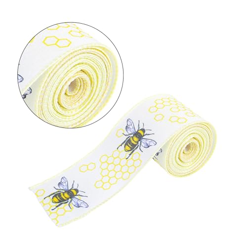 Drahtkantband Honigbienen Drahtband Sonnenblumen Stoffband Frühling Dekoband zum Basteln Verpacken Dekoband von Domasvmd