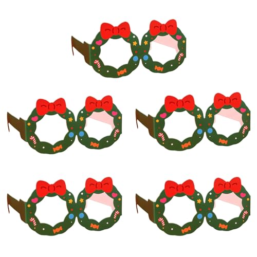 Festliche dekorative Weihnachtsbrillen Set mit 5 Stück Neuheit Papier Brillen für Urlaub Kostüm Dekoration Cosplay Zubehör Weihnachten Kostüm Zubehör von Domasvmd
