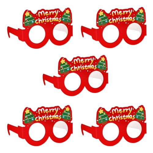Festliche dekorative Weihnachtsbrillen Set mit 5 Stück Neuheit Papier Brillen für Urlaub Kostüm Dekoration Cosplay Zubehör Weihnachten Kostüm Zubehör von Domasvmd