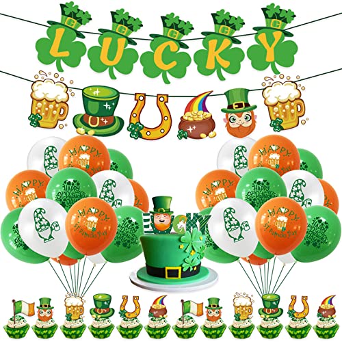 Patrick's Day Dekorationsset Lucky For Gnome Balloons Cake Toppers Ornamente für Home Party Supplies Decor Gnom Ballons für Party von Domasvmd
