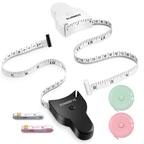 6 Stück Körpermaßband 60 Zoll (150 cm), Maßband Körpermaßband, einziehbarer Druckknopf und Doppelskala, Maßband für Körpermaße, Gewichtsverlust, Nähen, Stoff, Stoff von Dombbfye
