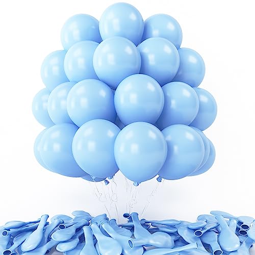 30 Stück Luftballons Blau 12 Zoll Pastell Blau Latex Luftballons Macaron Baby Blau Helium Partyballon Set für Junge Babyparty Hochzeitstag Verlobung JubiläUm Geschlecht Geburtstag Party Dekoration von Domgoge
