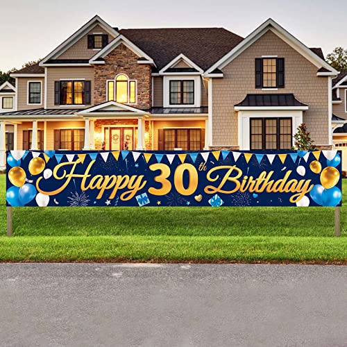 Banner 30 Geburtstag Mann Blau Gold, Happy 30th Birthday Banner Deko, Alles Gute zum 30. Geburtstag Banner, 300x50cm Extra Lange Hof Zeichen Poster Hintergrund für 30 Jahre Geburtstag Party Dekoration Banner 30 Geburtstag Mann Blau Gold, Happy 30th Birthday Banner Deko, Alles Gute zum 30. Geburtstag Banner, 300x50cm Extra Lange Hof Zeichen Poster Hintergrund für 30 Jahre Geburtstag Party Dekoration von Domgoge