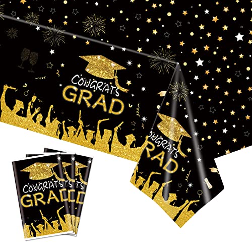 Abschluss Tischdecke 3 Stück 54 * 108 Zoll Große Schwarz Gold Party Tischdecke Abwaschbare PVC Plastic Tablecloths Wasserdicht Wiederverwendbar Congrats Grad Tischdecken Dekoration für Klasse 2023 Abschluss Tischdecke 3 Stück 54 * 108 Zoll Große Schwarz Gold Party Tischdecke Abwaschbare PVC Plastic Tablecloths Wasserdicht Wiederverwendbar Congrats Grad Tischdecken Dekoration für Klasse 2023 von Domgoge