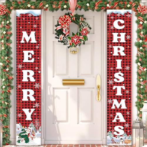 2 Stück Frohe Weihnachten Banner Türbanner Weihnachten Rot Merry Christmas Banner mit Weihnachtsmann Schneemann Xmas Haustür Veranda Schild Wand Hängend Banner für Neujahr Winter Party Deko, 180x30 cm 2 Stück Frohe Weihnachten Banner Türbanner Weihnachten Rot Merry Christmas Banner mit Weihnachtsmann Schneemann Xmas Haustür Veranda Schild Wand Hängend Banner für Neujahr Winter Party Deko, 180x30 cm von Domgoge