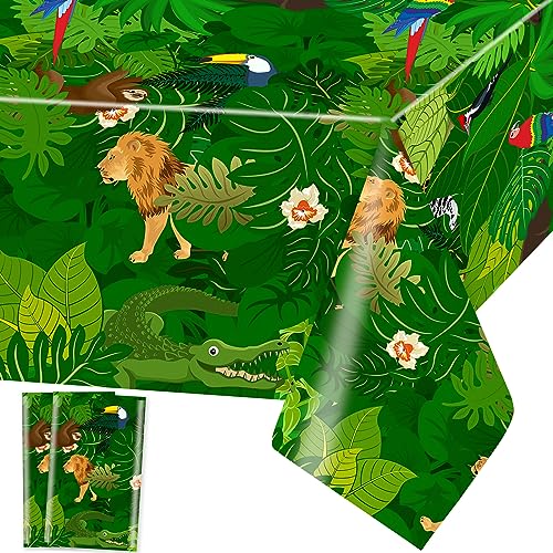Grüne Tropisch Tischdecke Safari Tiere Tischdecken Dschungel Tischtuch Rechteckige Wasserdicht Palmenblätter Tiere Motiv Sommer Kinder Geburtstag Party Dekoration, 137 x 274cm, 2 Stück Grüne Tropisch Tischdecke Safari Tiere Tischdecken Dschungel Tischtuch Rechteckige Wasserdicht Palmenblätter Tiere Motiv Sommer Kinder Geburtstag Party Dekoration, 137 x 274cm, 2 Stück von Domgoge