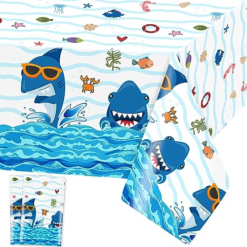 Hai Tischdecke Ocean Tiere Tischdecken Unter dem Meer Tischtuch Rechteckige Wasserdicht Blauhai Motiv Sommer Strand Pool Geburtstag Party Supplies, 137 x 274cm, 2 Stück Hai Tischdecke Ocean Tiere Tischdecken Unter dem Meer Tischtuch Rechteckige Wasserdicht Blauhai Motiv Sommer Strand Pool Geburtstag Party Supplies, 137 x 274cm, 2 Stück von Domgoge