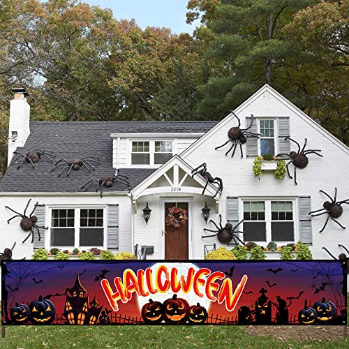 Halloween Banner, Groß Happy Halloween Yard Banner mit Schloss Kürbis Schläger Mond, 83*16 Zoll Trick or Treat Hängend Lang Hintergrund Schild Banner Dekor für Outdoor Indoor Halloween Dekorationen Halloween Banner, Groß Happy Halloween Yard Banner mit Schloss Kürbis Schläger Mond, 83*16 Zoll Trick or Treat Hängend Lang Hintergrund Schild Banner Dekor für Outdoor Indoor Halloween Dekorationen von Domgoge