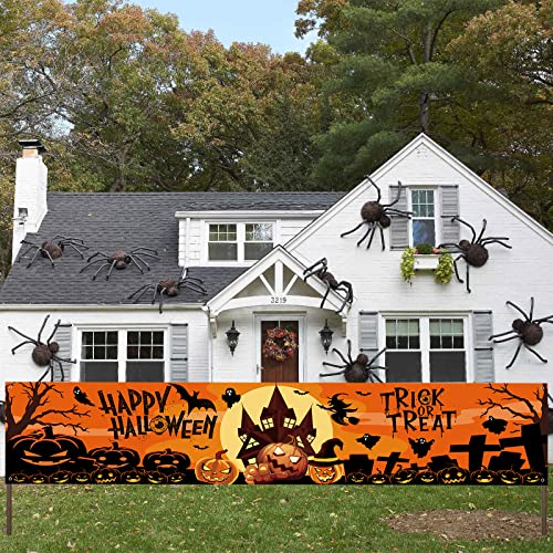 Happy Halloween Banner Groß Halloween Trick or Treat Yard Banner mit Schloss Kürbis Schläger Mond Hexe 83*16 Zoll Hängend Lang Hintergrund Schild Banner Dekor für Outdoor Indoor Halloween Dekorationen Happy Halloween Banner Groß Halloween Trick or Treat Yard Banner mit Schloss Kürbis Schläger Mond Hexe 83*16 Zoll Hängend Lang Hintergrund Schild Banner Dekor für Outdoor Indoor Halloween Dekorationen von Domgoge