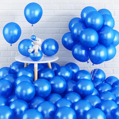 Luftballons Blau, 60 Stück 12 Zoll Pearl Dunkelblau Latex Luftballons, Perlblau Königsblau Helium Partyballon Set für Junge Mann Babyparty Hochzeitstag Brautparty JubiläUm Geburtstag Taufe Party Deko von Domgoge