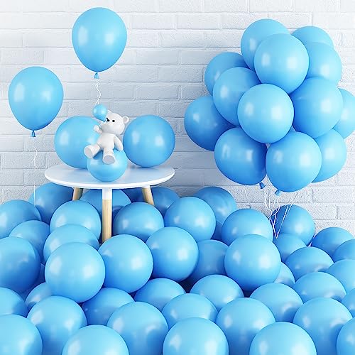 Luftballons Blau 12 Zoll 60 Stück Hellblau Latex Luftballons Baby Blau Helium Partyballon Set für Junge Mann Babyparty Hochzeitstag Verlobung Brautparty JubiläUm Geschlecht Geburtstag Party Dekoration von Domgoge