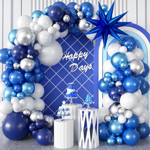 Luftballons Girlande Blau 94 Stück Marineblau Weiß Metallic Silber Luftballons Girlande Kit mit 4D Stern Folien Ballon Geburtstag Luftballons Deko für Babyparty Abschluss Ruhestand Hochzeitstag Party Luftballons Girlande Blau 94 Stück Marineblau Weiß Metallic Silber Luftballons Girlande Kit mit 4D Stern Folien Ballon Geburtstag Luftballons Deko für Babyparty Abschluss Ruhestand Hochzeitstag Party von Domgoge