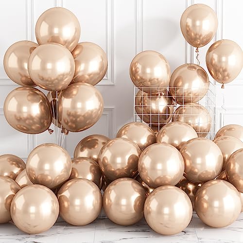 Luftballons Metallic Champagner Gold 30 Stück 12 Zoll Chrom Gold Luftballons Glänzend Retro Dicke Latex Helium Partyballon Set für Babyparty Hochzeitstag Verlobung Jubiläum Geburtstag Feier Party Deko von Domgoge