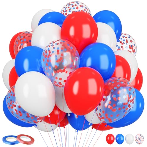 Luftballons Rot Blau, 60 Stück 12 Zoll Dunkelblau Rot Weiß Latex Konfetti Luftballons Set, Königsblau Rot Geburtstag Party Ballons für Babyparty Hochzeitstag Geschlecht Offenbaren Karneval Dekoration Luftballons Rot Blau, 60 Stück 12 Zoll Dunkelblau Rot Weiß Latex Konfetti Luftballons Set, Königsblau Rot Geburtstag Party Ballons für Babyparty Hochzeitstag Geschlecht Offenbaren Karneval Dekoration von Domgoge