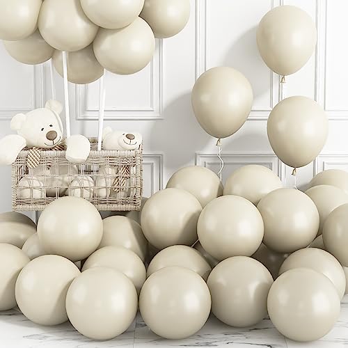 Luftballons Sandweiß 30 Stück 12 Zoll Matt Creme Weiß Latex Luftballons Retro Beige Nude Cream Weiss Helium Partyballon für Babyparty Hochzeitstag Verlobung Brautparty Geburtstag Party Dekorationen von Domgoge