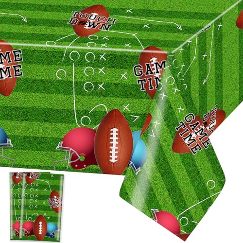 Rugby Tischdecke American Football Tischdecken Fußball Plastik Tischtuch Rechteckige Wasserdicht Rugby Motiv Kinder Geburtstag Sportfans Party Dekoration, 137 x 274cm, 2 Stück von Domgoge