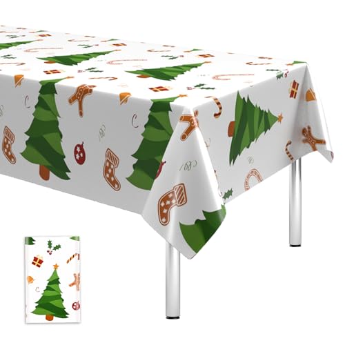 Tischdecke Weihnachten 54x108 Zoll Plastik Weihnachtsbaum Lebkuchenmann Tischdecken Einweg Dünn wasserdichte Rechteck Christmas Tischtuch Tischdeko für Xmas Neujahr Winter Wunderland Party Deko Tischdecke Weihnachten 54x108 Zoll Plastik Weihnachtsbaum Lebkuchenmann Tischdecken Einweg Dünn wasserdichte Rechteck Christmas Tischtuch Tischdeko für Xmas Neujahr Winter Wunderland Party Deko von Domgoge