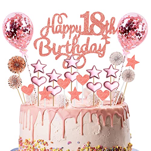 Deko 18. Geburtstag Mädchen Rosegold Tortendeko Glitzer Happy 18th Birthday Cake Topper für 18 Jahre Alt Geburtstagsparty Kuchen Kuchendeckel Cupake Topper Party Dekoration Deko 18. Geburtstag Mädchen Rosegold Tortendeko Glitzer Happy 18th Birthday Cake Topper für 18 Jahre Alt Geburtstagsparty Kuchen Kuchendeckel Cupake Topper Party Dekoration von Domgoge