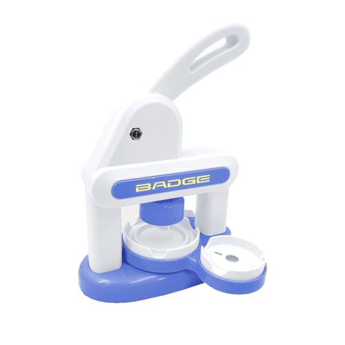 3-in-1 Buttonmaschine für 35 & 55 mm Button Badge Maker Set mit Kreisschneider, Herzformen und Kunststoffteilen DIY Buttons selber machen Buttonmaschine Set für Kinder & Erwachsene (Blau) von Domigard