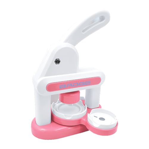 3-in-1 Buttonmaschine für 35 & 55 mm Button Badge Maker Set mit Kreisschneider, Herzformen und Kunststoffteilen DIY Buttons selber machen Buttonmaschine Set für Kinder & Erwachsene (Rosa) von Domigard