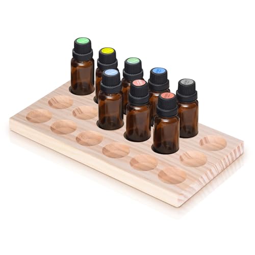 Domisyee Ätherisches Öl Aufbewahrungs Ständer aus handgefertigtem Kiefernholz - 18 Löcher Aromatherapie Öle Halter, Multifunktionsorganisator für Nagellack, Duftöle, Lippenstift und Parfüme Domisyee Ätherisches Öl Aufbewahrungs Ständer aus handgefertigtem Kiefernholz - 18 Löcher Aromatherapie Öle Halter, Multifunktionsorganisator für Nagellack, Duftöle, Lippenstift und Parfüme von Domisyee