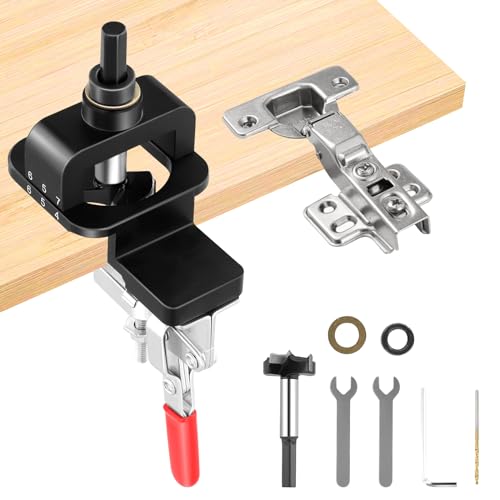 Domisyee Topfband Bohrschablone, 35mm Scharnier Bohrlehren Set für präzises Bohren von Topfscharnieren, Schrank- und Türscharnieren von Domisyee