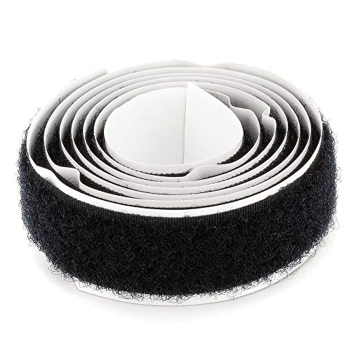 DonDo Schlaufenband Klettband selbstklebend extra stark Klettpad Klettverbindungen schwarz 20mm x 1m von DonDo