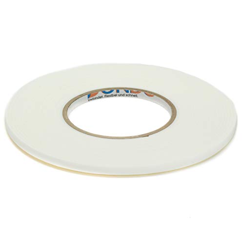 DonDo doppelseitiges Montageklebeband Schaumstoff Klebeband aus PE-Schaum weiß stark klebend 6mm x 7 Meter von DonDo