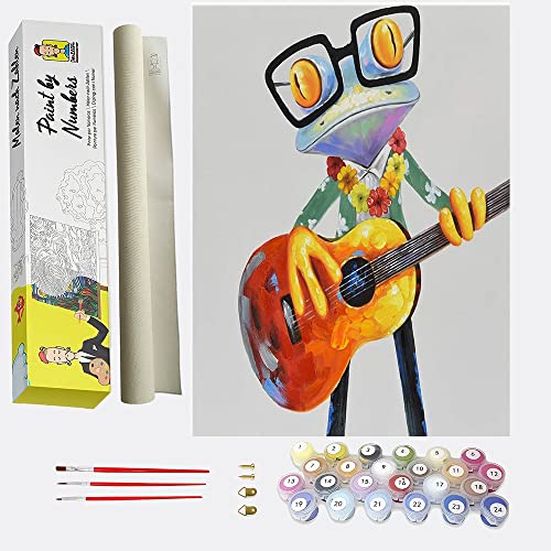 DonElton Malen nach Zahlen Erwachsene Kinder-Malen nach Zahlen Frosch mit Gitarre–Leinwand Set für Heimdekoration–Ölgemälde mit Pinseln und Acrylpigmenten-40x50 cm-Paint by Numbers Mädchen und Jungen DonElton Malen nach Zahlen Erwachsene Kinder-Malen nach Zahlen Frosch mit Gitarre–Leinwand Set für Heimdekoration–Ölgemälde mit Pinseln und Acrylpigmenten-40x50 cm-Paint by Numbers Mädchen und Jungen von DonElton